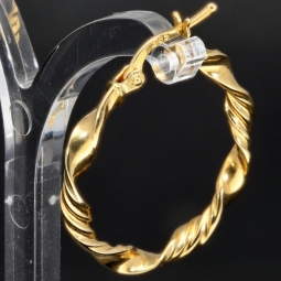 Exquisite Creolen mit Twist - Design aus Gold (585er 14K Gelbgold)