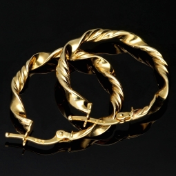 Exquisite Creolen mit Twist - Design aus Gold (585er 14K Gelbgold)