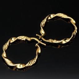 Exquisite Creolen mit Twist - Design aus Gold (585er 14K Gelbgold)