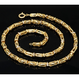 Edle Königskette aus hochwertigem Bicolor Gold (585er 14k Weißgold und Gelbgold) in Spezial-Design, 6mm breit, ca. 64cm lang