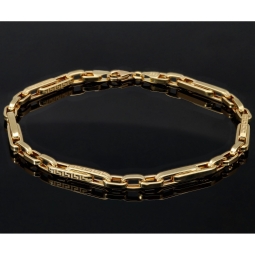 Edles Ankerarmband aus hochwertigem Gold mit Greco-Design ca. 24cm lang und 4mm breit (585 / 14k Gelbgold)