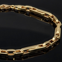 Edles Ankerarmband aus hochwertigem Gold mit Greco-Design ca. 24cm lang und 4mm breit (585 / 14k Gelbgold)