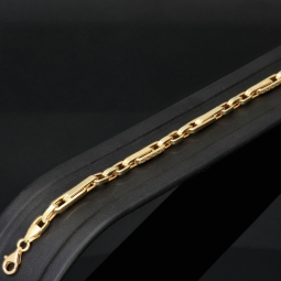 Edles Ankerarmband aus hochwertigem Gold mit Greco-Design ca. 24cm lang und 4mm breit (585 / 14k Gelbgold)