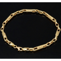 Edles Ankerarmband aus hochwertigem Gold mit Greco-Design ca. 24cm lang und 4mm breit (585 / 14k Gelbgold)