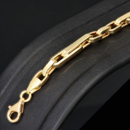 Edles Ankerarmband aus hochwertigem Gold mit Greco-Design ca. 24cm lang und 4mm breit (585 / 14k Gelbgold)