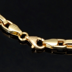 Edles Ankerarmband aus hochwertigem Gold mit Greco-Design ca. 24cm lang und 4mm breit (585 / 14k Gelbgold)