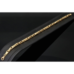 Edles Ankerarmband aus hochwertigem Gold mit Greco-Design ca. 24cm lang und 4mm breit (585 / 14k Gelbgold)