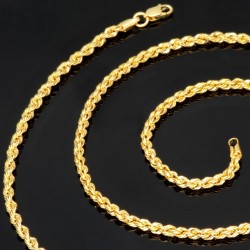 Hochwertig produzierte Kordelkette in ca. 50cm Länge aus funkelndem 585er Gold 14k  ca. 2,5 mm Breite