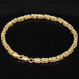 Funkelndes Königsarmband aus edlem Gelbgold (585er 14k), 3mm breit, ca. 19cm lang