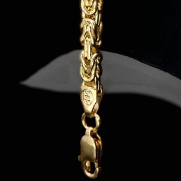 Glänzendes Königsarmband aus exquisitem Gold (585er 14k Gelbgold ), 3mm breit, ca. 21cm lang