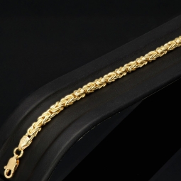 Prunkvolles Königsarmband aus wertvollem Gelbgold (585er 14k Gold), 3mm breit, ca. 20cm lang