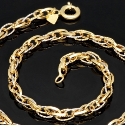 Kurze, außergewöhnliche Goldkette für Damen aus hochwertigem Bicolor 585 / 14K Gold (ca. 44cm)