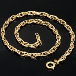 Kurze, außergewöhnliche Goldkette für Damen aus hochwertigem Bicolor 585 / 14K Gold (ca. 44cm)