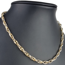 Kurze, außergewöhnliche Goldkette für Damen aus hochwertigem Bicolor 585 / 14K Gold (ca. 44cm)