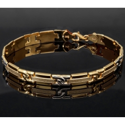 Luxuriöses Bicolor - Armband in stilvollem Design aus 14K 585er Gold (Gelb- und Weißgold) ca. 22cm, 8mm