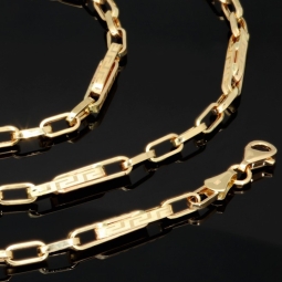 Trendige Ankerkette im Greco-Stil aus edlem Gold (14k 585 Gelbgold)- ca. 60cm lang, 3mm breit