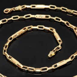 Trendige Ankerkette im Greco-Stil aus edlem Gold (14k 585 Gelbgold)- ca. 60cm lang, 3mm breit