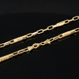 Trendige Ankerkette im Greco-Stil aus edlem Gold (14k 585 Gelbgold)- ca. 60cm lang, 3mm breit