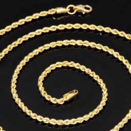 Glänzende Kordelkette aus hochwertigem 14K 585 gold ca. 64cm, 2mm