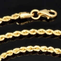 Glänzende Kordelkette aus hochwertigem 14K 585 gold ca. 64cm, 2mm