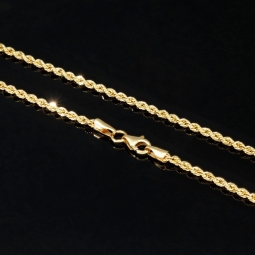 Glänzende Kordelkette aus hochwertigem 14K 585 gold ca. 64cm, 2mm