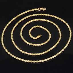 Feine Kordelkette aus funkelndem (14K 585 Gelbgold) ca. 70cm, 2mm