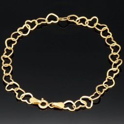 Herz-Armband aus glänzendem, qualitätsvollem 750 18K Gold für Damen (ca. 19 cm Länge)