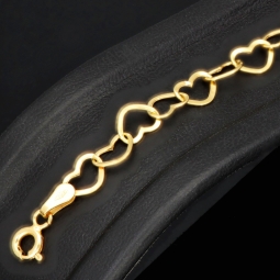 Herz-Armband aus glänzendem, qualitätsvollem 750 18K Gold für Damen (ca. 19 cm Länge)