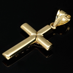 Hochwertig produzierter Jesus Christus Kreuz Anhänger Kruzifix aus Bicolor Gold 14k (585) Gelbgold und Weißgold