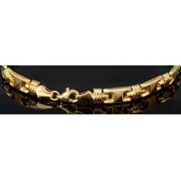 Gold-Armband aus wertvollem 14K 585er Gelbgold (ca. 21 cm Länge und 6mm Breite) mit halb poliertem und halb mattiertem Design