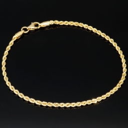 Twist-Armband / Kordelarmband aus edlem 585 14k Gold, ca. 2mm breit, 18cm lang