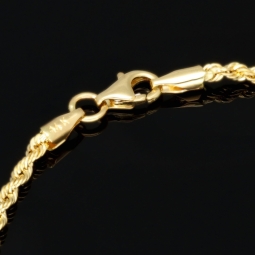 Glänzendes Twist-Armband / Kordelarmband aus exquisitem 585 14k Gold (Gelbgold), ca. 2mm breit, 20cm lang