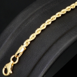 Glänzendes Twist-Armband / Kordelarmband aus exquisitem 585 14k Gold (Gelbgold), ca. 2mm breit, 20cm lang