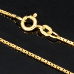 Edle Venezianerkette aus exquisitem Gelbgold (585 14k Gold) für Damen (45cm Länge, ca. 1mm)