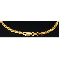 Twist-Armband / Kordelarmband aus funkelndem Gold (585er 14k Gelbgold), ca. 2,5 mm breit, 19,5 cm lang