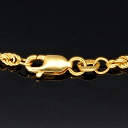 Twist-Armband / Kordelarmband aus funkelndem Gold (585er 14k Gelbgold), ca. 2,5 mm breit, 19,5 cm lang