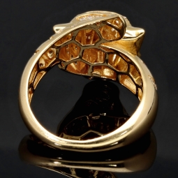 Funkelnder Goldring mit Panther-Motiv aus 585 14 Karat Gold (Gelbgold) mit Zirkonia RG ca. 58