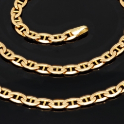 Massive Stäbchen-Panzerkette aus edlem Gold (14K, 585 ca. 12,7g Gelbgold) ca. 57cm, 5mm