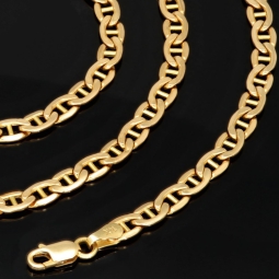 Massive Stäbchen-Panzerkette aus edlem Gold (14K, 585 ca. 12,7g Gelbgold) ca. 57cm, 5mm