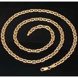 Massive Stäbchen-Panzerkette aus edlem Gold (14K, 585 ca. 12,7g Gelbgold) ca. 57cm, 5mm