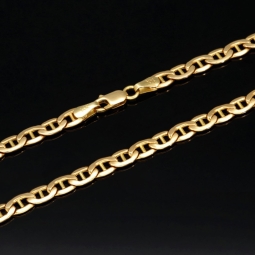 Massive Stäbchen-Panzerkette aus edlem Gold (14K, 585 ca. 12,7g Gelbgold) ca. 57cm, 5mm