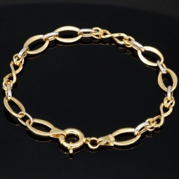 Edles Armband in zeitlosem Design aus hochwertigem 14K 585er Bicolor Gold (Gelbgold und Weißgold) ca. 20 cm Länge