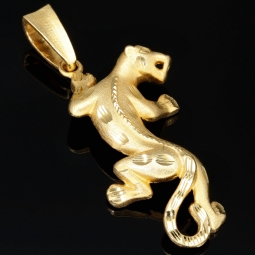 Hochwertig produzierter Panther-Anhänger aus massivem 585 / 14K Gold (Gelbgold)