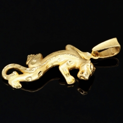 Hochwertig produzierter Panther-Anhänger aus massivem 585 / 14K Gold (Gelbgold)