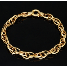 Gold-Armband für Damen in zeitlosem Design aus hochwertigem 14K 585 Gelbgold, ca. 20cm Länge, 7mm Breite