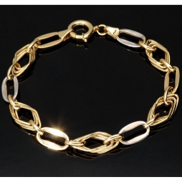 Exquisites Armband aus 14K / 585er Bicolor Gold (Gelb- und Weißgold) ca. 20,5 cm Länge