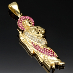 Filigraner Jesus Christus-Anhänger aus edlem 14k / 585 Gold mit Zirkoniasteinen