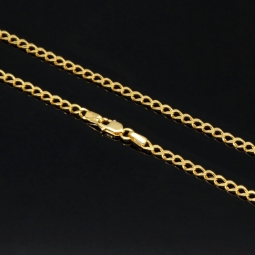 Edle Panzerkette aus hochwertigem, hochglazpoliertem Gold (14K, 585 Gelbgold) in ca. 3 mm, 60cm