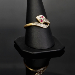 Außerwöhnlicher Ring in Form einer Schlange aus hochwertigem 18K 750 Gold (Bicolor - Gelbgold und Weißgold) mit Zirkonia - Größe 58