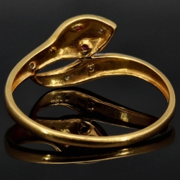 Außerwöhnlicher Ring in Form einer Schlange aus hochwertigem 18K 750 Gold (Bicolor - Gelbgold und Weißgold) mit Zirkonia - Größe 58